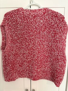 Zara Red & White Marled Crewneck Sweater